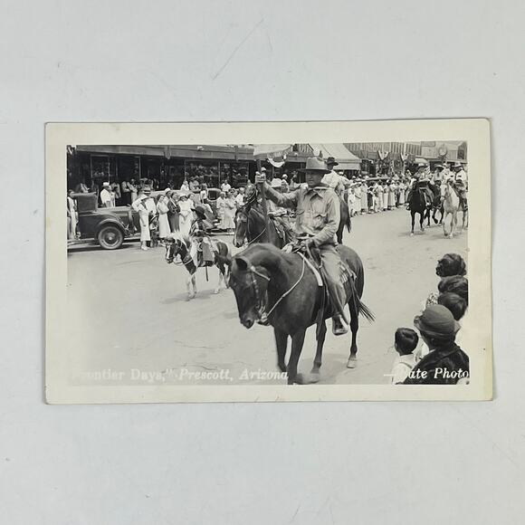 1900s RPPC Frontier Days Prescott Arizona Parade Cowboy Oldest Rodeo Postcard - Picture 1 of 3